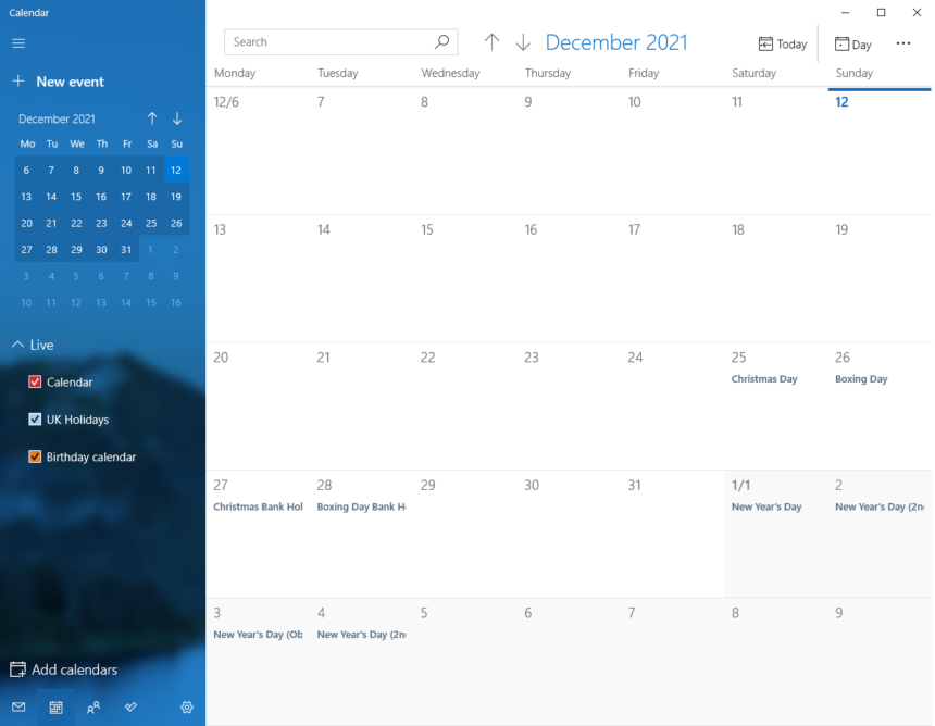 Windows Calendar