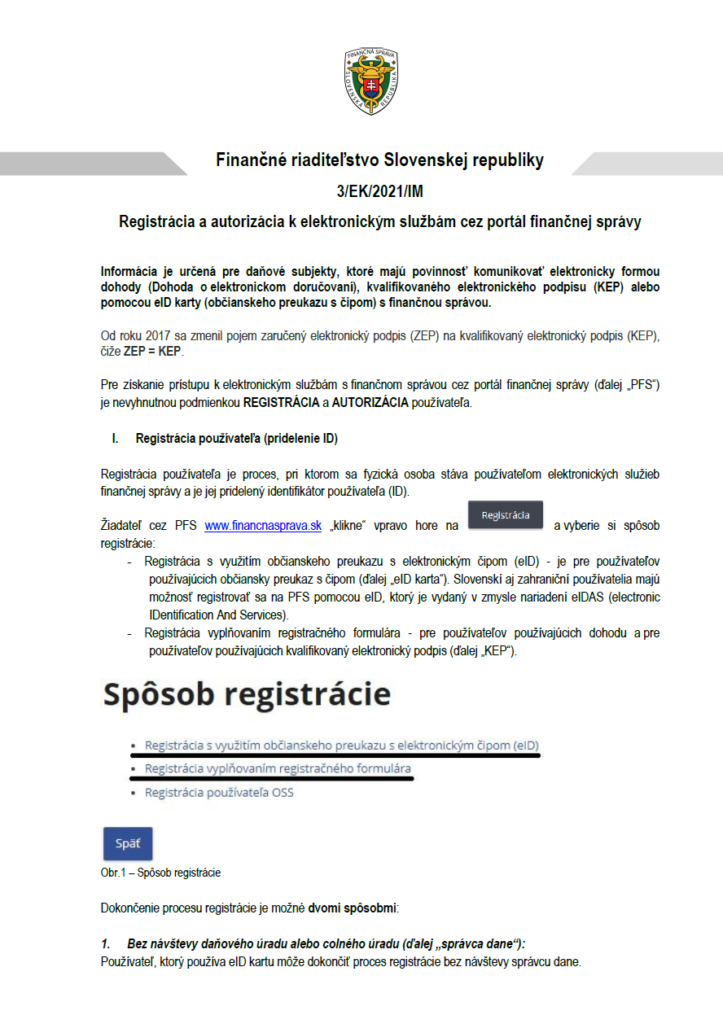 Registrácia a autorizácia k elektronickým službám cez portál finančnej správy-1